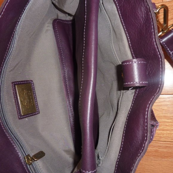 Roots Daily Double Pongo Leather Eggplant Purple Leather Purse - Picture 7 of 8